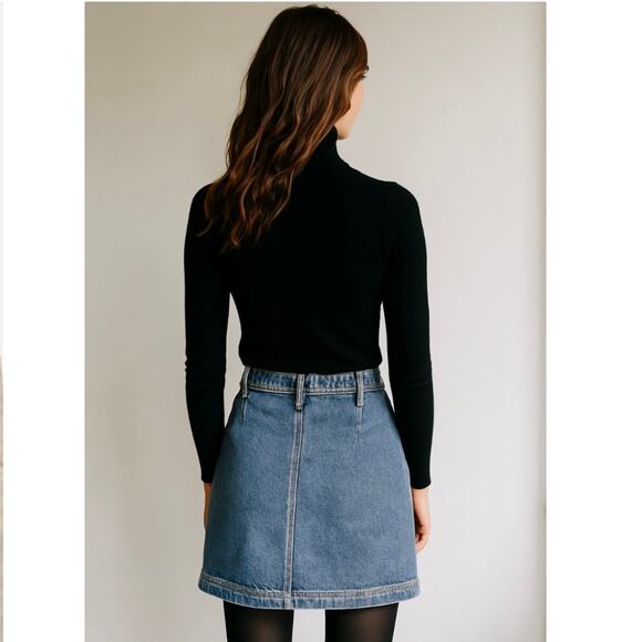 Y2K American Eagle Outfitters Medium Wash Utility Mini Jean Skirt 90s Minimalist - Picture 5 of 7